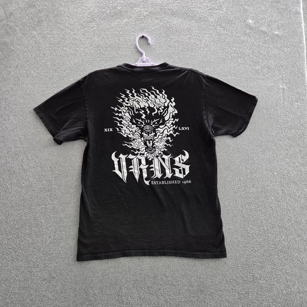 Vans Men Shirt MEDIUM Black Graphic Lion Head Logo Short Sleeve